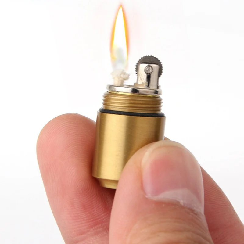 

Outdoor Kerosene Lighter Tool Mini Compact Start Capsule Kerosene Inflatable Key Chain Lighter Grinding Wheel Practical