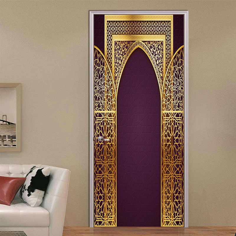 Пользовательские исламские узоры Дверь Наклейка Большой размер окна виниловая наклейка Бог самоклеющиеся обои украшения дома