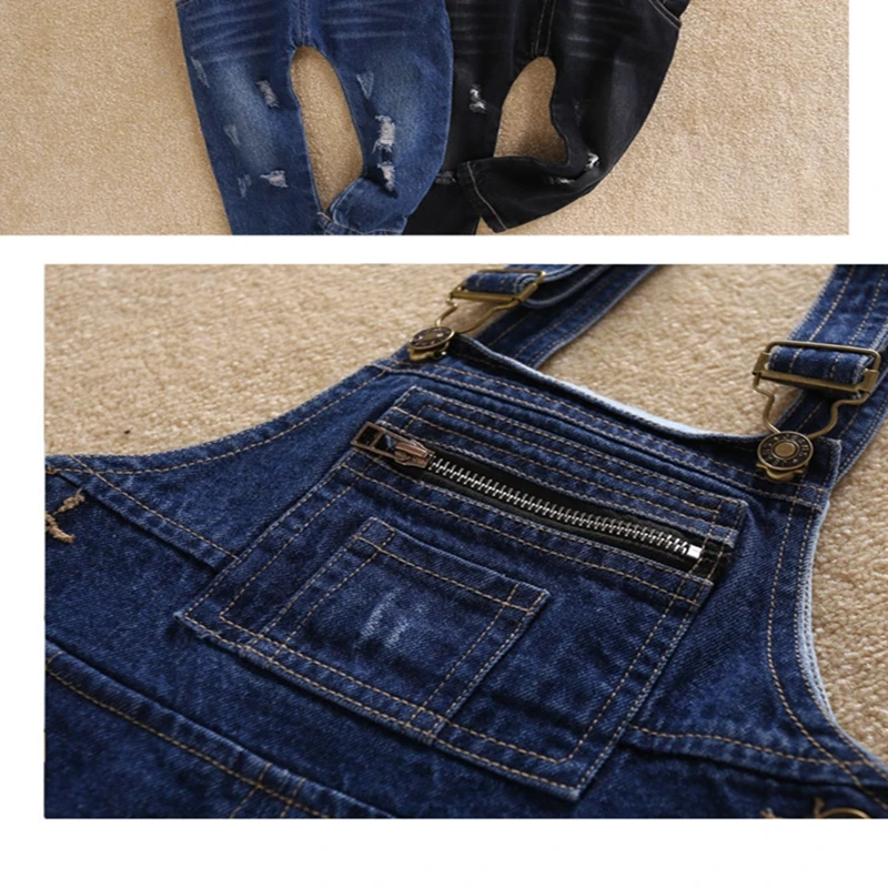 Baby Boys and childrens overalls jeans Pants clothes In the spring and autumn Stylish and simple Ripped jeans Pure color kids jeans Clothing (8)
