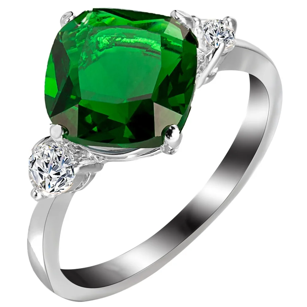 

New StyleBlue Green Crystal Rings For Women Silver Colorful Ring Fashion Jewelry Accessories Engagement Ring Girls Dress Party R