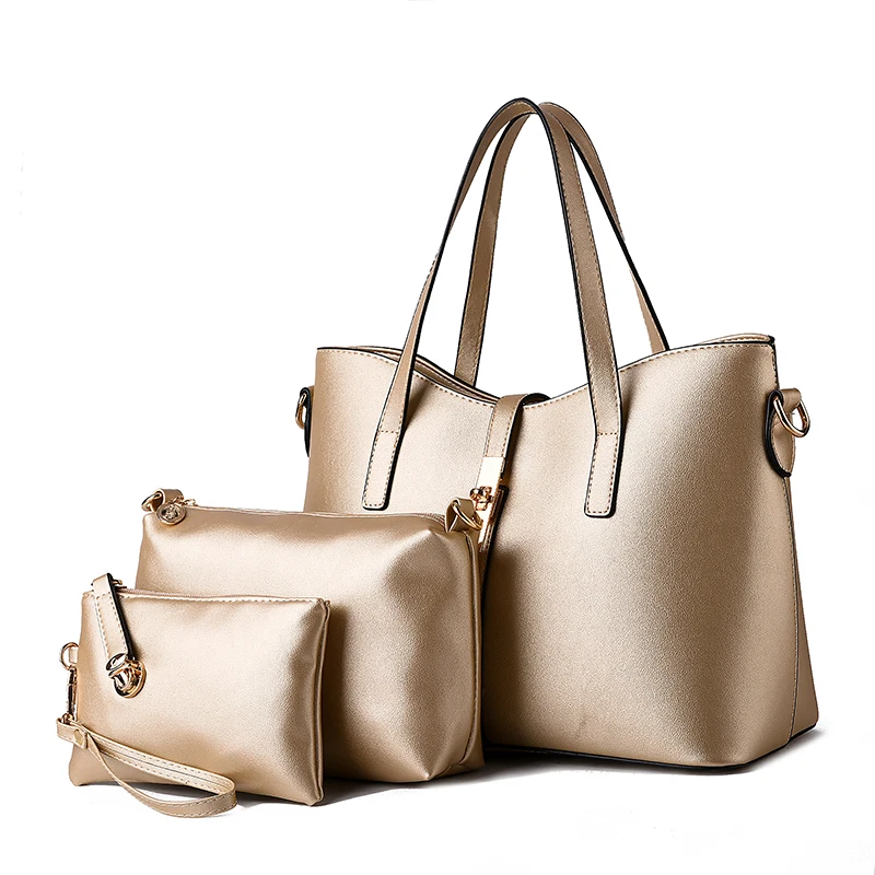 

2017 New Fashion Female Shoulder Bag Lady Casual Tote Composite Bag Pu Leather Top-handle Bags Handbag + Clutch +Wallet