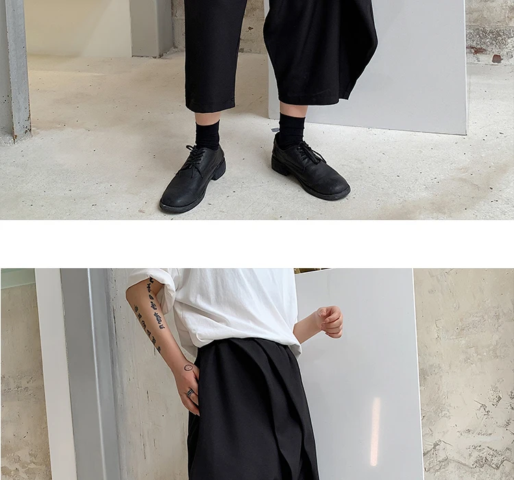 Мужские юбки брюки в японском стиле, Свободные повседневные черные мужские брюки-шаровары в стиле хип-хоп панк готические брюки