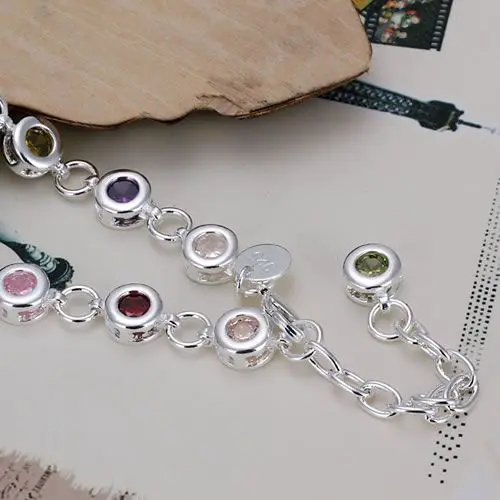 H259 925 серебряный браслет, 925 серебряные модные ювелирные изделия Круглый браслет с цветными камнями/bakajrra awyajofa