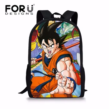 

FORUDESIGNS Cartoon Children Boys Anime Backpack Cool Dragon Ball Z Bagpack for Primary Kids Character Son Goku Vegeta Bookbag