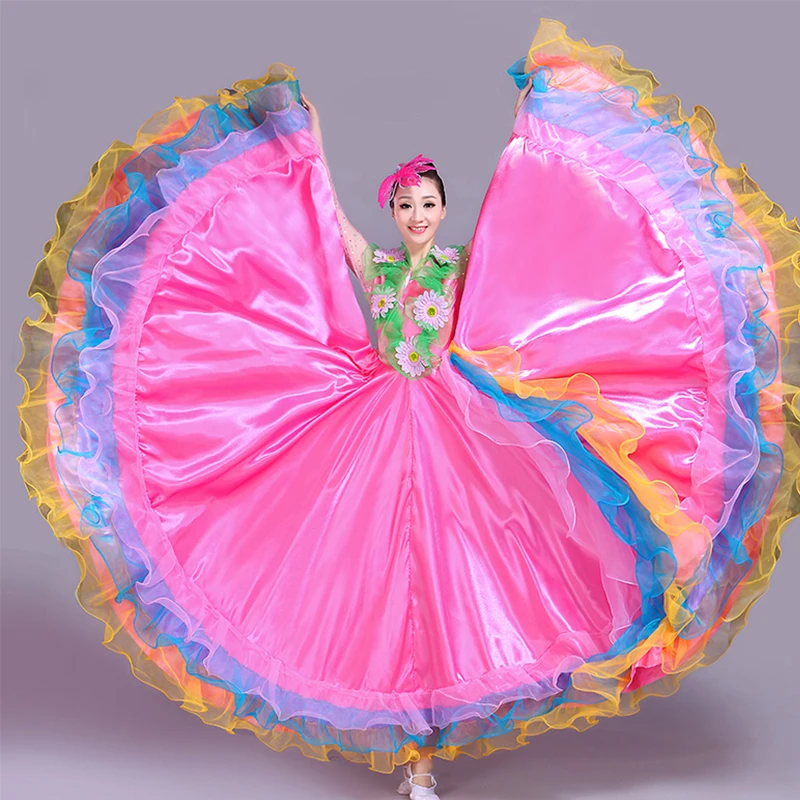 

Spanish Flamenco Dance Dresses Ladies Stage Show Wear Female Dancer Clothing Women Ballroom Latin Dancing Dress Adult DNV11575