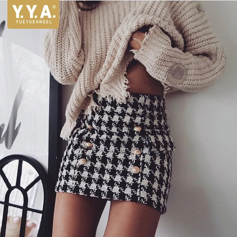 Rodilla Las Doble Superior As Encima Mujeres De Nueva Calle Calidad Picture Faldas Tweed Moda Mujer The Marca Falda Por La Alto Cuadros Estilo qX6wzWztgn