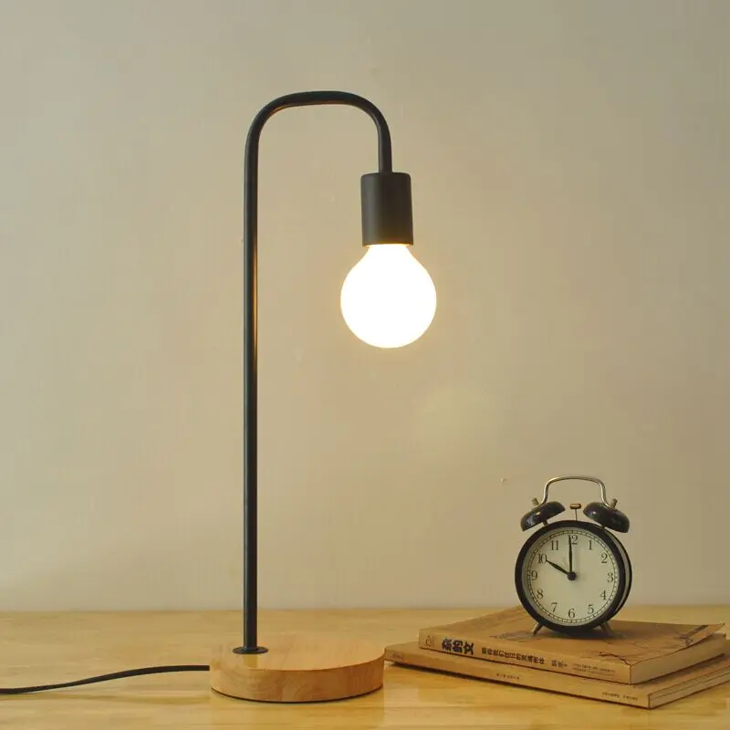 

North European style retro minimalist modern industrial wood desk lamp bedroom study desk lamp bedside lamp