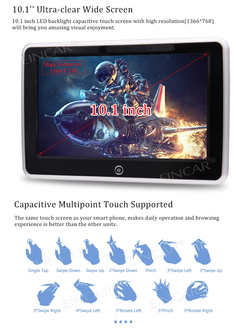 Sale Android 6.0 Rear-Seat Entertainment System Screen with High Resolution 1366*768 Suport USB/SD/HDMI Port and WiFi 10.1 Inch Ultra 2
