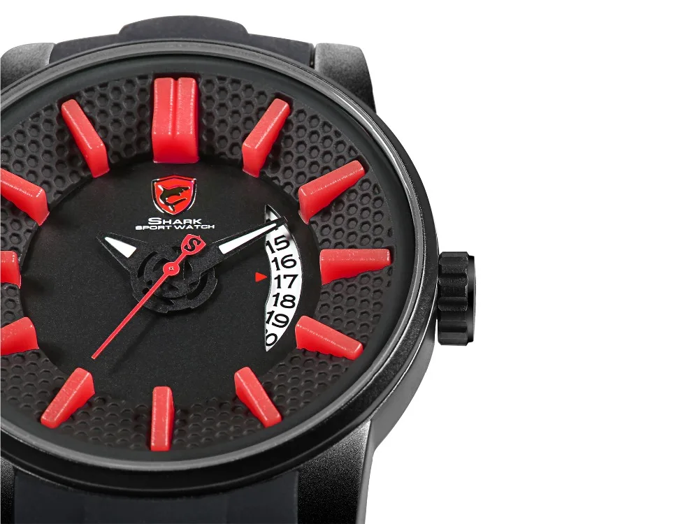 Серый риф акула спортивные часы Красный 3D Специальный дизайн дата силиконовый ремешок Кварцевые часы для мужчин водонепроницаемый Relogio Masculino подарок/SH478