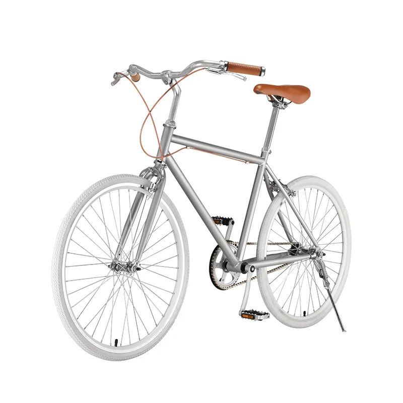 Bicycle for Men Women and Student Internet Celebrity and Retro Single speed 24 Inch High carbon Steel Silvery Concise Bicycle for Men Women and Student Internet Celebrity and Retro Single speed 24 Inch High carbon Steel Silvery Concise
