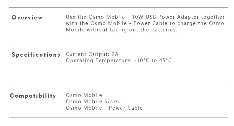 Осмо Mobile-10 Вт USB Адаптеры питания(CH