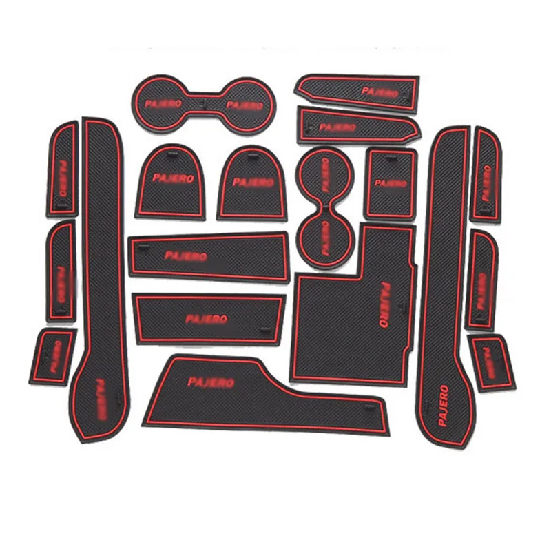 

Teeze High Quality 1set Non-Slip Interior Soft Rubber Door Panel Mats Cup Holder Pad For Mitsubishi Pajero