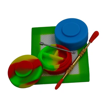 

2pc 18ml Drug Box Silicone slick oil Container Non-stick Dab wax jar+ 2pc stianless Carvers Dabber tool+1pc Silicone Baking pads