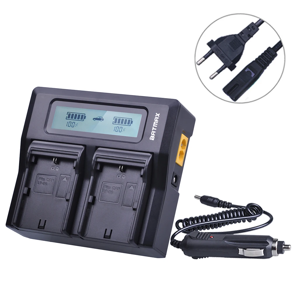 Batmax LP E6 LP E6N LCD Rapid Dual Charger for CANON DSLR EOS 60D 5D3 7D