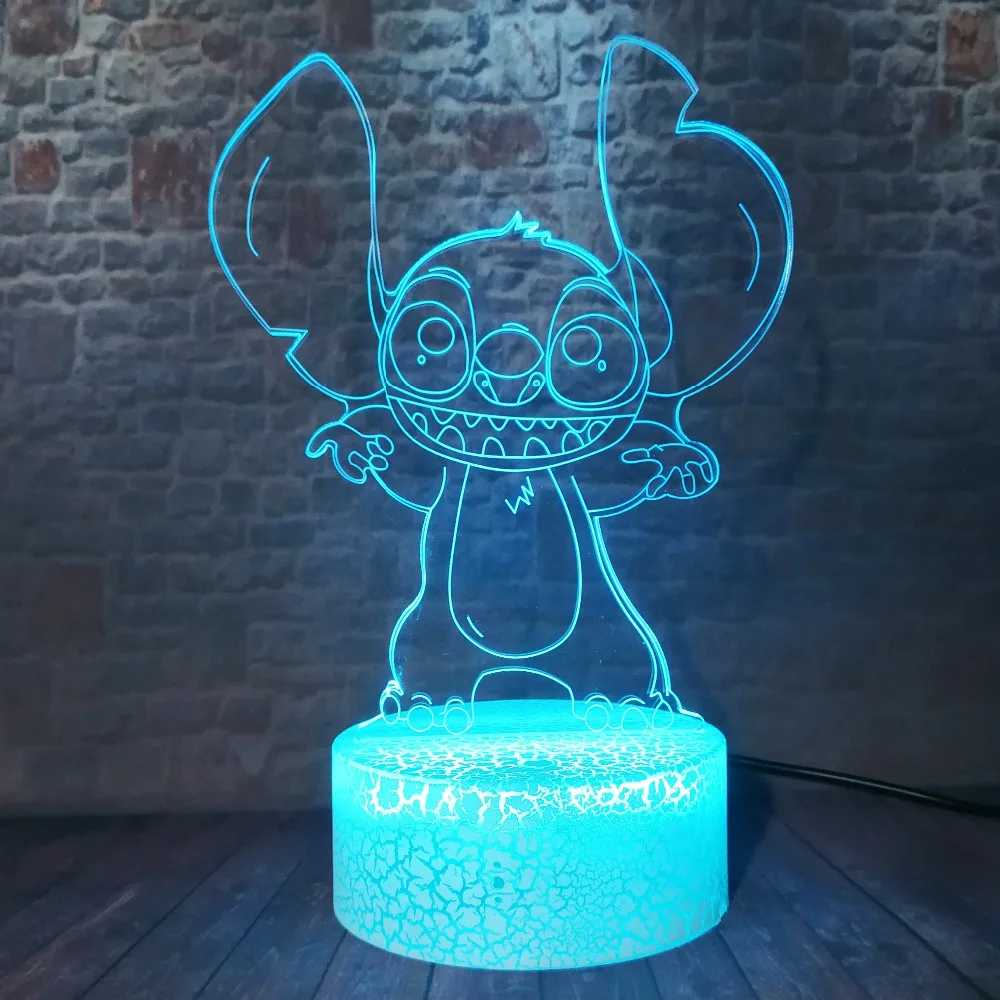 Стежка мультфильм 3D лампа спальня ночник акриловая панель USB кабель 7 цветов Изменение трещин база для детей мальчиков рождественские подарки