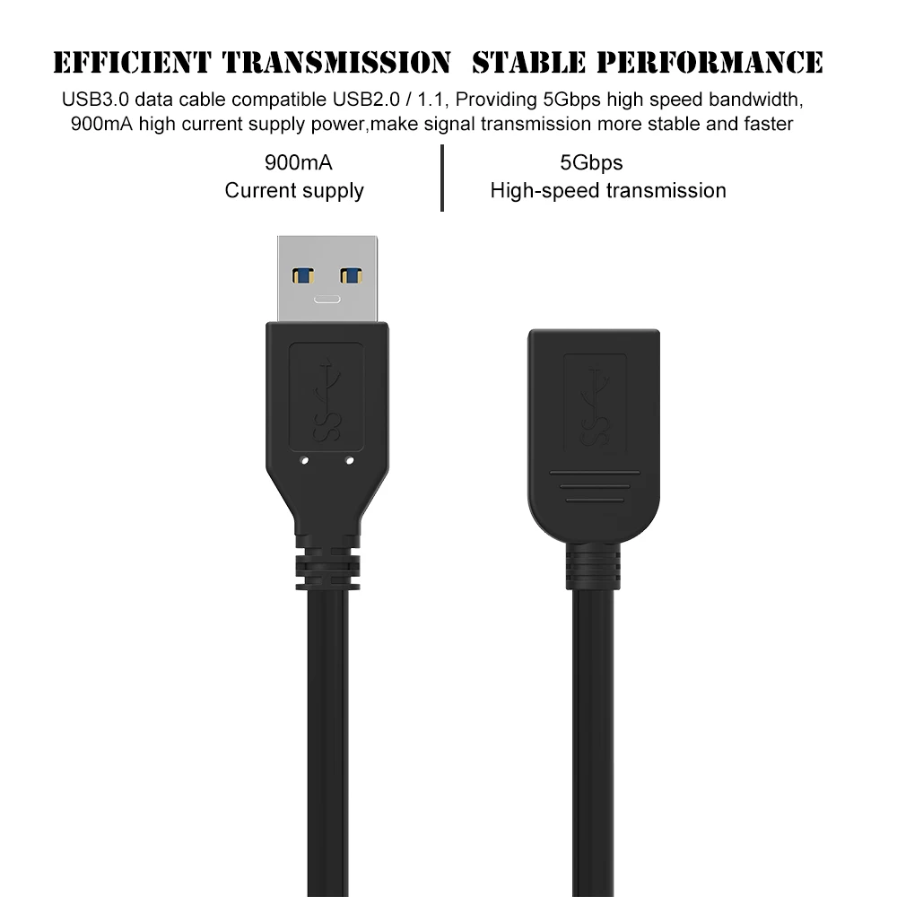 Uverbon, Универсальный USB кабель-удлинитель, USB 3,0, мужской, A до USB3.0, женский, Кабель-адаптер для синхронизации данных, разъем для клавиатуры, мыши