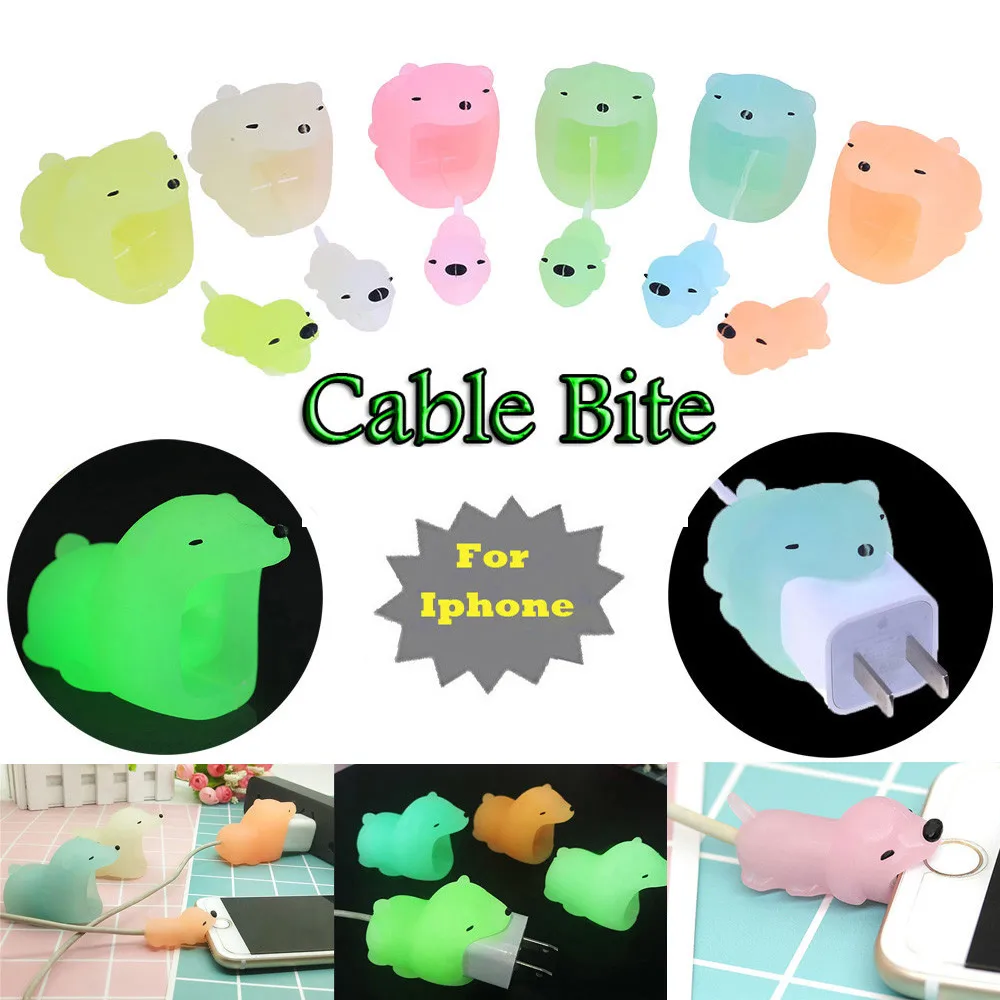 

uminous Cable Line Bite for Iphone Cable cord Animal Phone Accessory Protects Cute Protector Charging Cable
