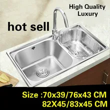 Роскошный двойной кухонный паз раковина сделать блюда vogue прочный 304 нержавеющая сталь 70x39/76x43/82x45/83x45 см