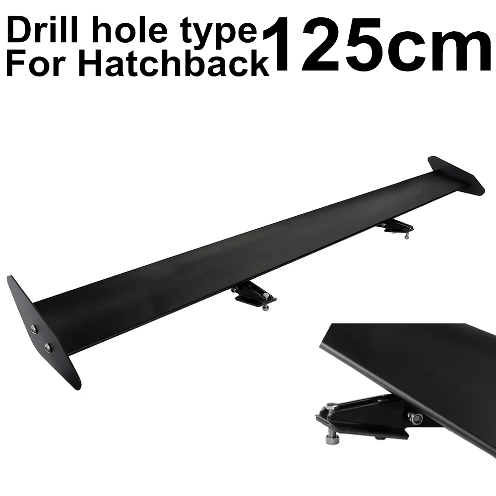 Ceny 49.21 125 cm Tuning uniwersalny lekki aluminiowy tylny samochód Hatchback Trunk skrzydło gt Racing Spoiler czarny wywiercić otwór