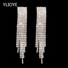 YLIOYE, модные роскошные серьги с кристаллами, AB Стразы, длинные висячие серьги для женщин и девушек, подарки, свадебные ювелирные изделия
