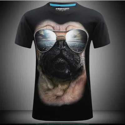 Мужская хлопковая футболка с коротким рукавом и 3D принтом собаки свободная