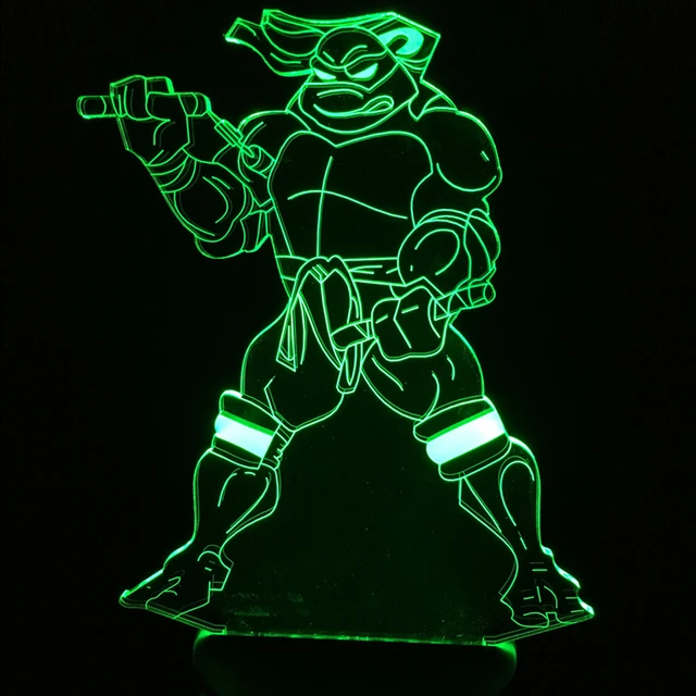 3d Gambar Kartun Mutant Ninja Turtles Nunchakus Lampu 7 Warna