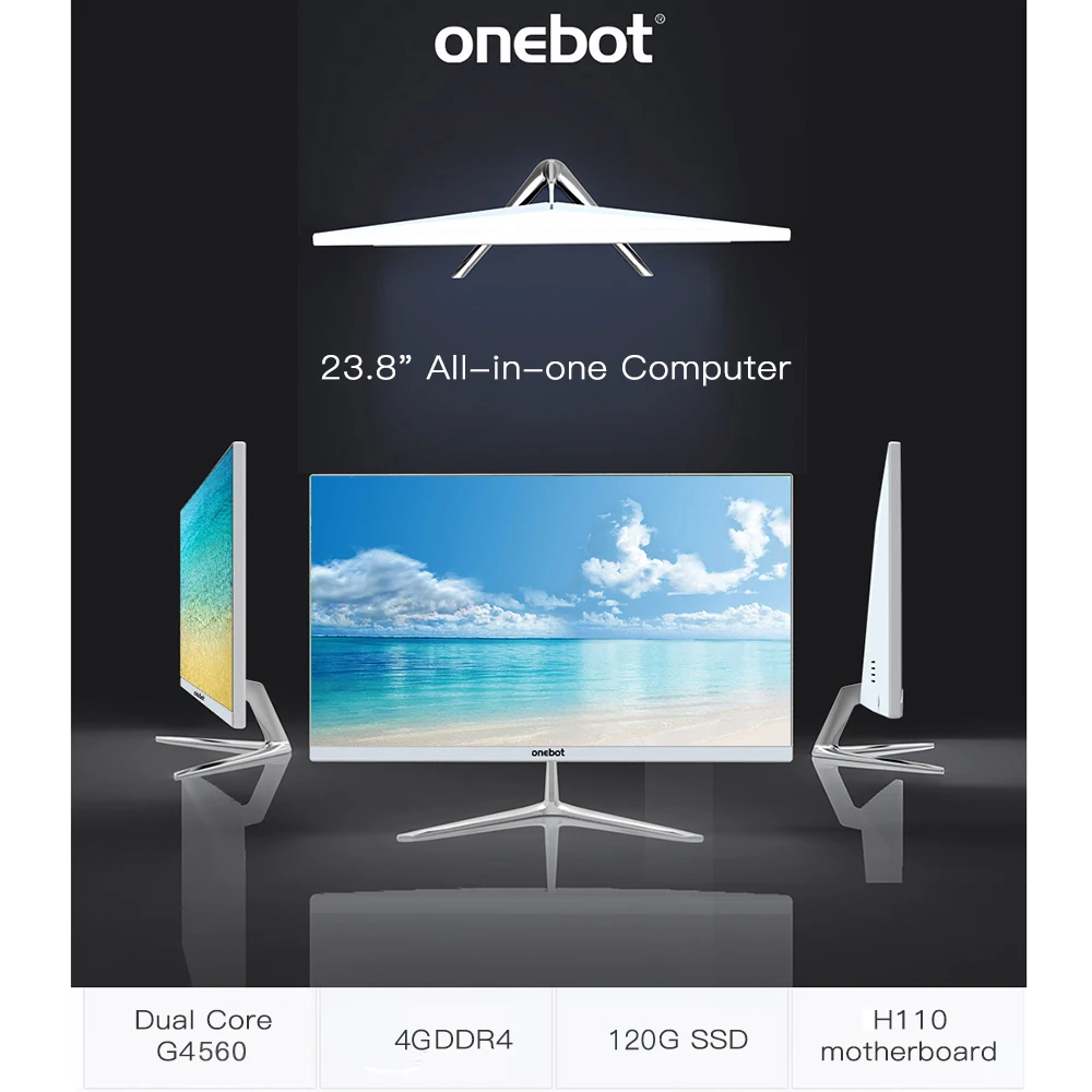 Onebot L2416 23," все-в-одном настольный компьютер двухъядерный G4400 120G SSD 4G DDR4 1920*1080 все-в-одном ПК для офисного бизнеса