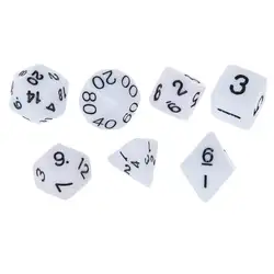 Набор 7 шт игральные кости Die D4 ~ D20 для игр Подземелья и Драконы RPG Подземелья и Драконы D & D белый