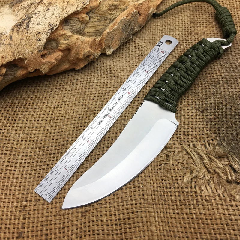 

Camping Tactical Fixed Knives,7Cr17Mov Blade Tie Rope Handle Hunting Knife,Survival Knife.