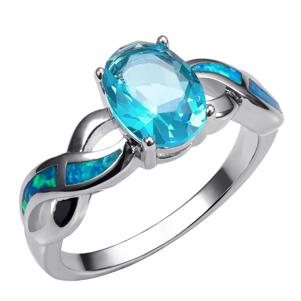 Simulated Aquamarine With Blue Fire Opal 925 Sterling Silver Ring Beautiful Jewelry Size 6 7 8 9 10 R1430 | Украшения и