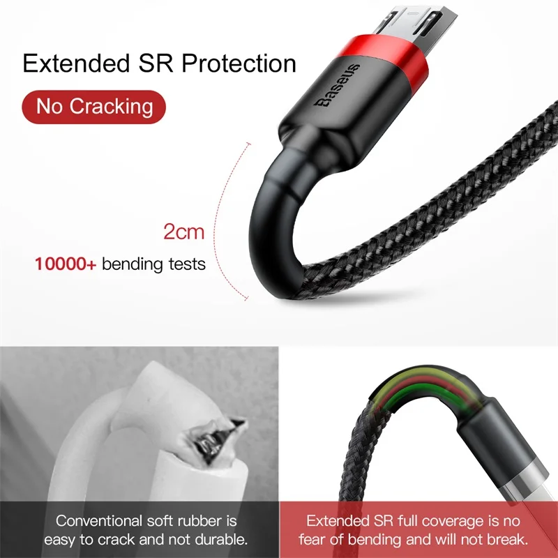Baseus 2.4A المصغّر USB كابل سريعة تهمة USB كابل بيانات ل شاحن هاتف محمول يعمل بنظام تشغيل أندرويد USB وصلة شحن لأجهزة سامسونج Xiaomi هواوي Baseus 2.4A المصغّر USB كابل سريعة تهمة USB كابل بيانات ل شاحن هاتف محمول يعمل بنظام تشغيل أندرويد USB وصلة شحن لأجهزة سامسونج Xiaomi هواوي