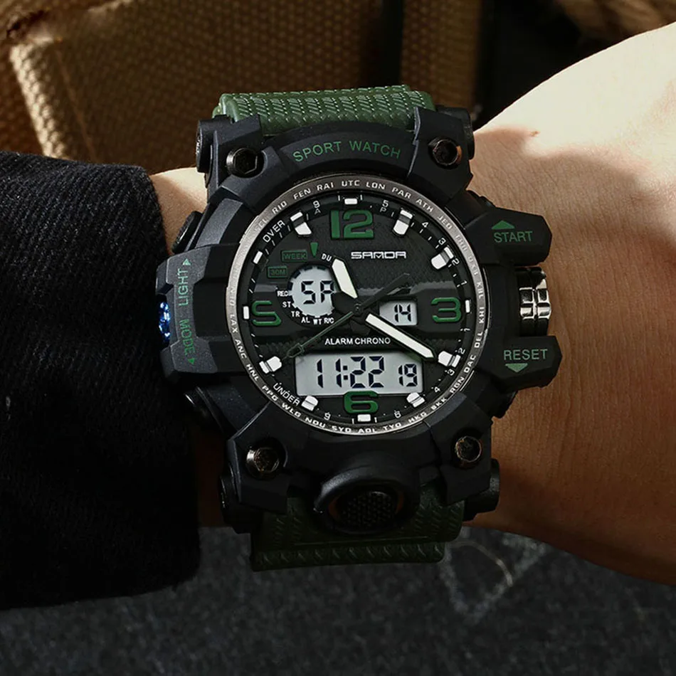 Лидирующий бренд SANDA военные G Стиль Шок мужские часы цифровые новые электронные спортивные часы водонепроницаемые мужские часы светодиодный Relogio Masculino