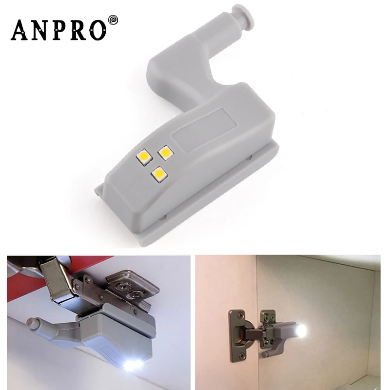 

Anpro LED Under Cabinet Light LED Sensor Wardrobe Light Inner Hinge Lamp For Cupboard Closet Kitchen Door Night Light