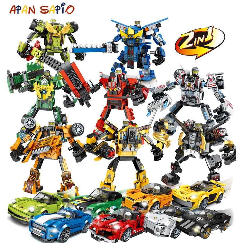 

Racing Car blocks series Technic City Super Racers Transformation Robot Building Blocks Toys for Children Compatible With Legoe