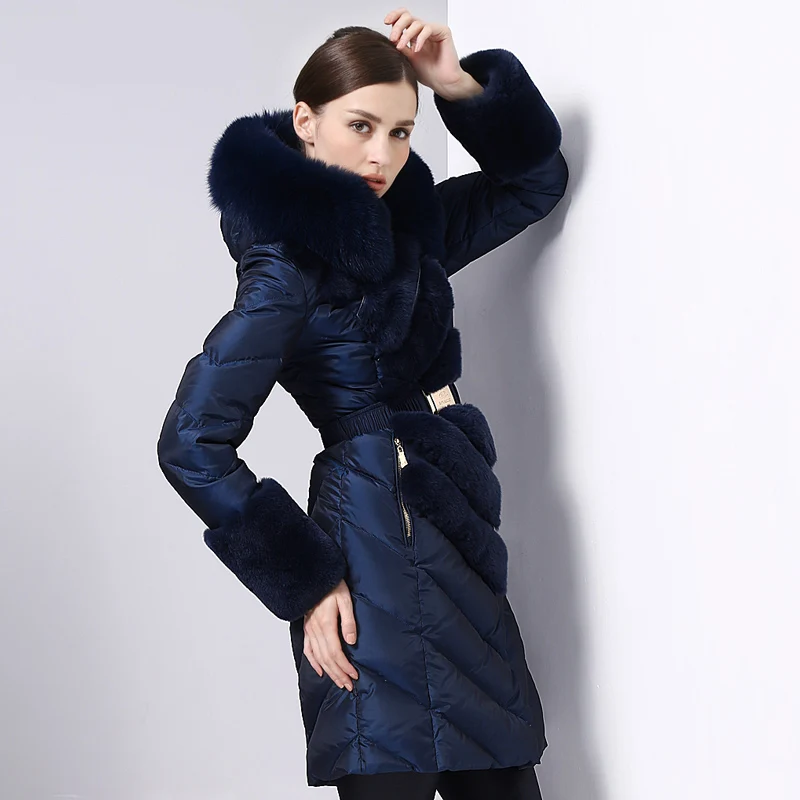Women down coat female fur 2017 large fur collar outerwear female