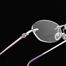 Розовый ультра-светильник для женщин, бескаркасная Алмазная оправа для очков, оправа для чтения, близорукие очки по рецепту