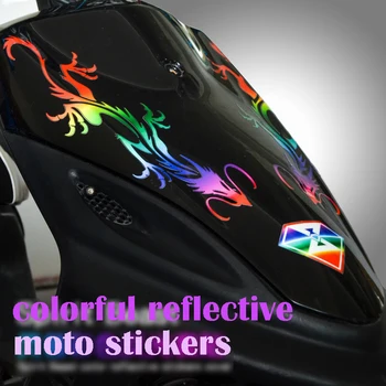 

1 SET Colorful Reflective Racing 3D Motorcycle Sticker Fuel Oil Tank Pad Decal Protector Cover Black Sliver Universal For Yamaha