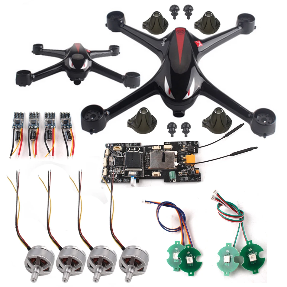 

DIY MJX B2W UAV host black shell + LED light + positive and negative motor + board + receiver + foot pad spare parts