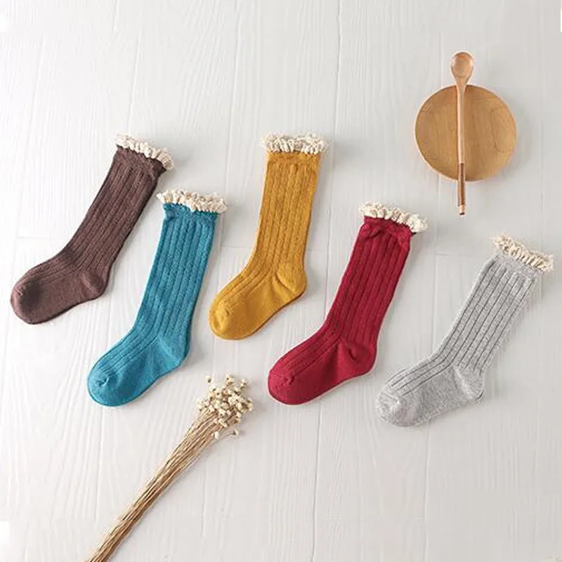 EnkleiBB/гольфы для маленьких девочек красивые кружевные носки для маленьких девочек, 5 цветов, милые кружевные носки без пятки детские носки в Корейском стиле