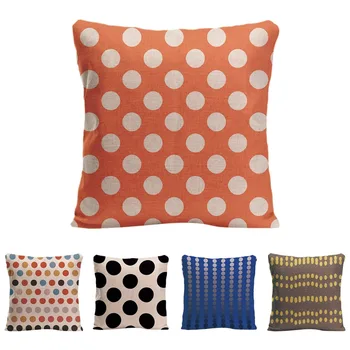 

Red White Dots Cushion Cover Decorative Pillow For Sofa Car Covers Decorative Pillow Case Cotton Linen Home Decor Pillowcase