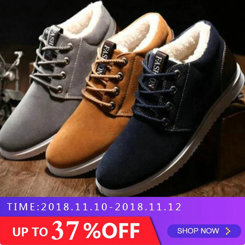 HOT Sale New Mens Winter Fleece Lined Warm Casual Comfort Slip On Shoes Fashion