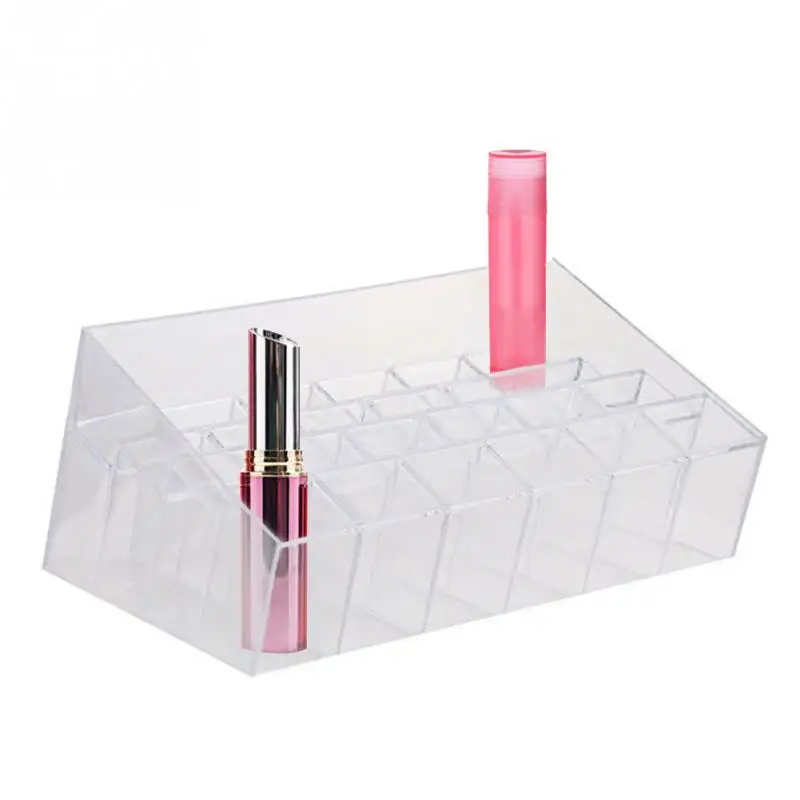 Transparent 24 Grids Lipstick Holder Display Stand Cosmetic Organizer