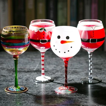 

Interesting Lead-free Painted Red Wine Cup Hand painted goblet Wine glass cocktail glass Round cups Bar Hotel party Drinkware