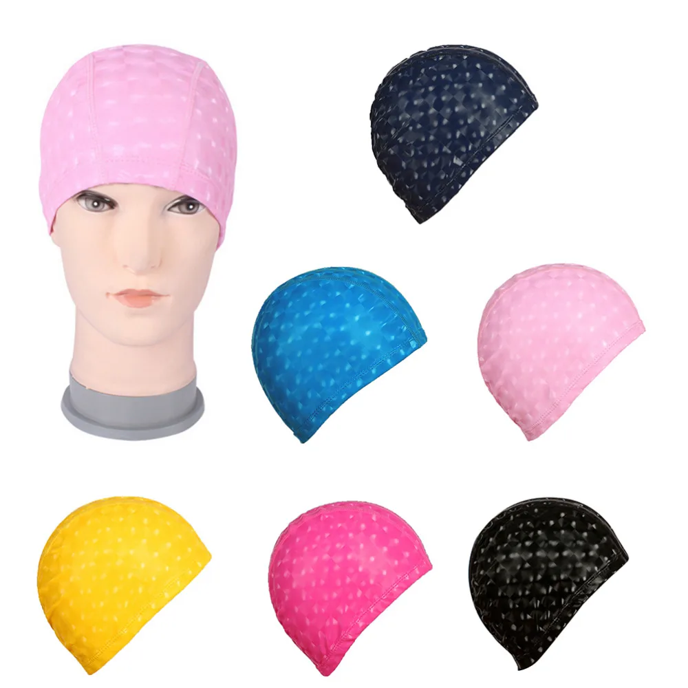Free size Latex Waterproof PU Protect Ears Long Hair Sports Swim Pool Hat Swimming Cap for Men