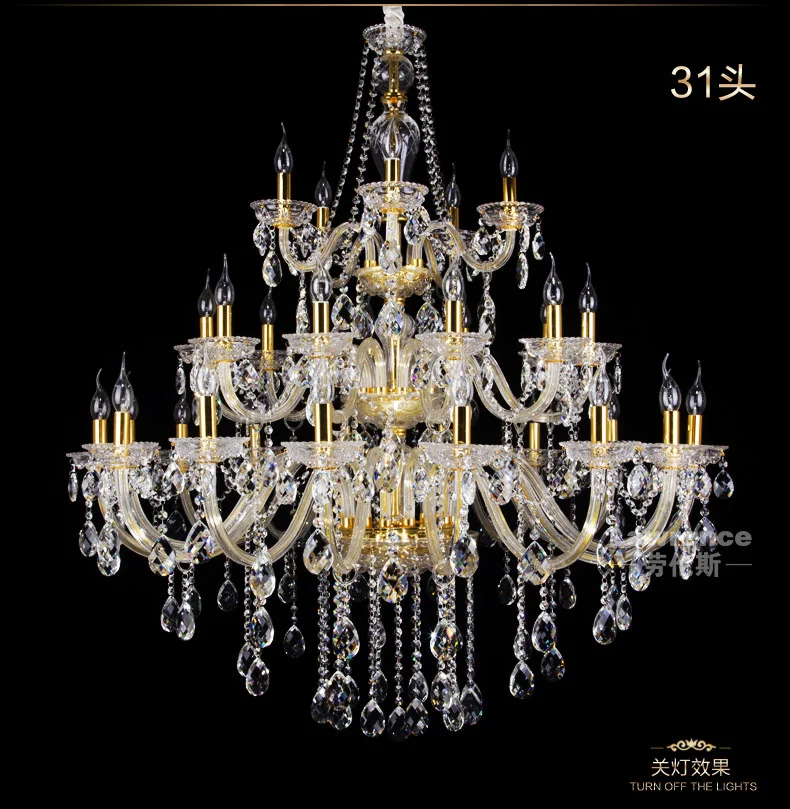 Whole Modern Italian Chandeliers From China Star Hotel Modern Gold Large Chandelier 31 Lights Big Candle Chandeliers Parlor Italian Antique Crystal Droplight