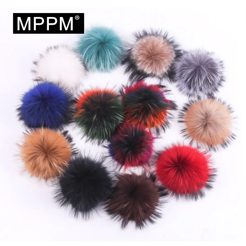 MPPM 12 цветов енотовый мех шары помпоны для шапки с пряжкой Настоящий мех енота шары помпоны 15-16 см 17-18 см
