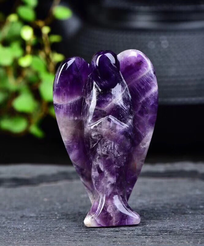 

Custom-made hand-carved Dream purple amethyst Angel quartz Crystal statue