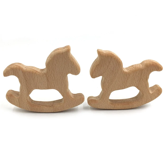 

Lovely Cartoon Wood Horse Teether 1Pc Pure Natural Animal Shaped Baby Teething Nursing Beech Teether Baby Girl DIY Pendant Toy