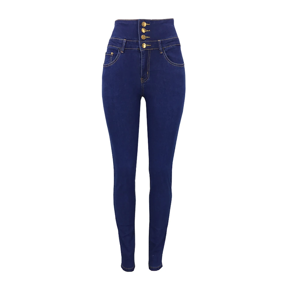 

Summer Style High Waist Dark Blue Skinny Tights Women Pencil Jeans High Stretch Sexy Push Up Denim Women Fashion Jeans