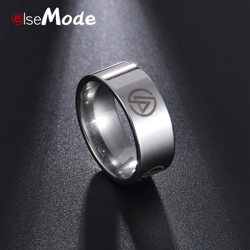 ELSEMODE Linkin парковые кольца Размер США 6-13 вентиляторы логотип черный 8 мм кольцо для мужчин мальчик 316L вечерние из нержавеющей стали подарок